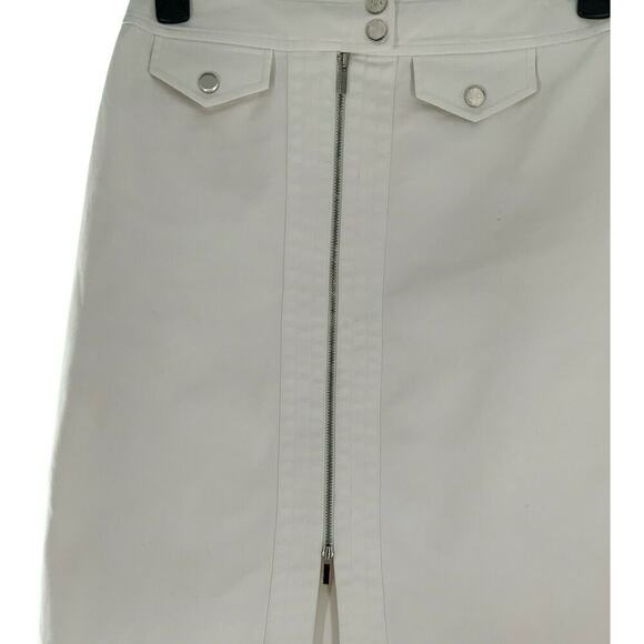 Etcetera Skirt Women Size 6 Stretch A-Line Button Flap Pocket Zipper Front White - Picture 3 of 8